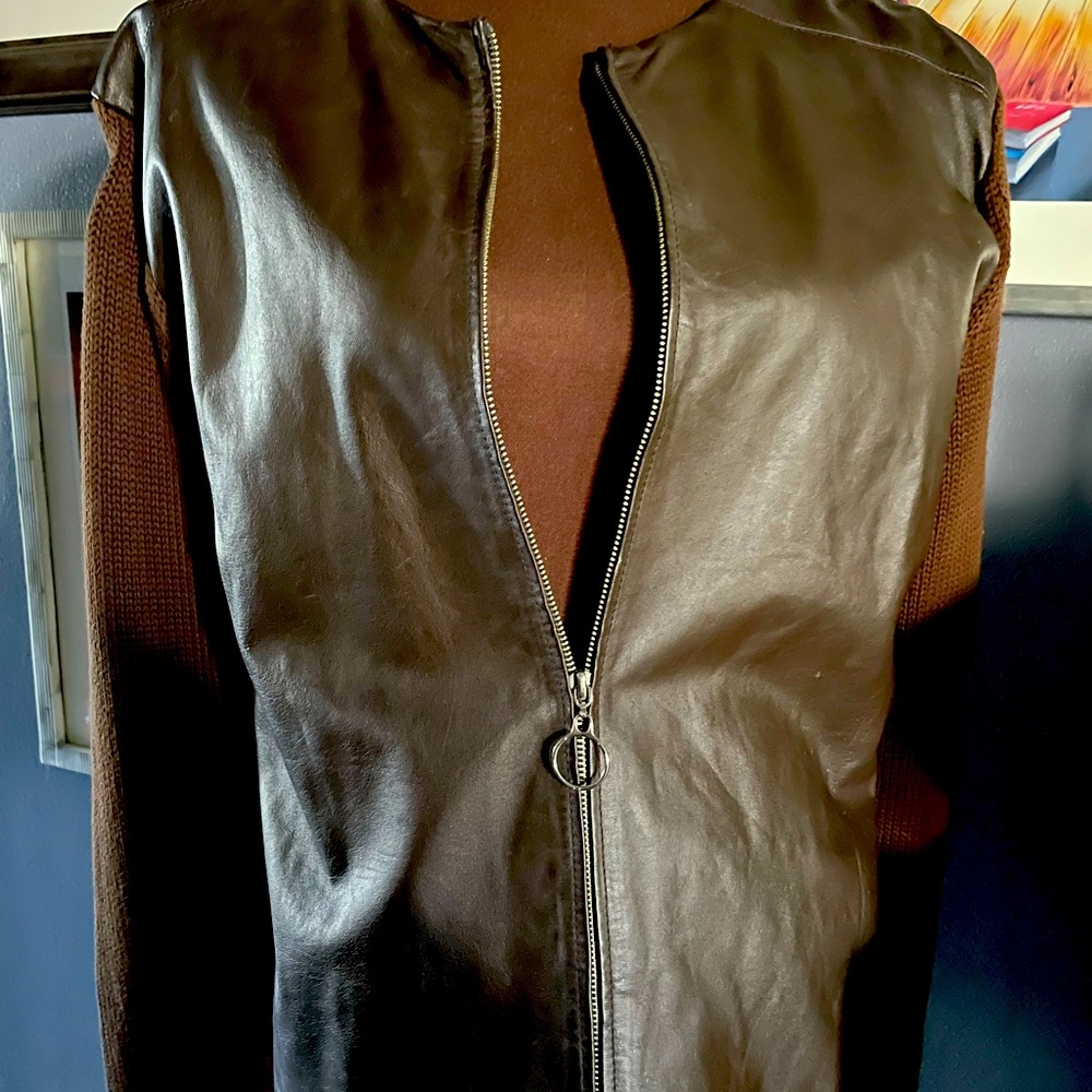 MOURICE SASSON LEATHER AND KNIT JACKET